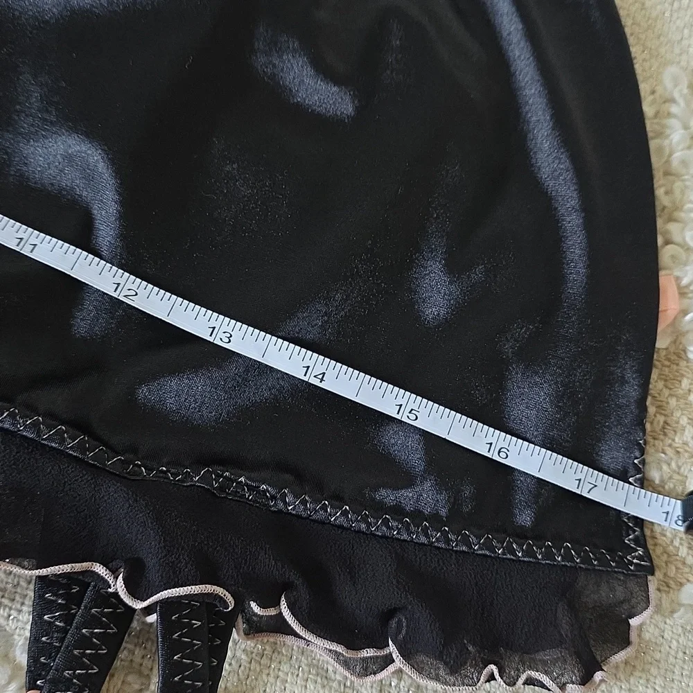 Victoria's Secret VTG Second Skin Satin Slip Dupont Skirt Thong Panty LARGE